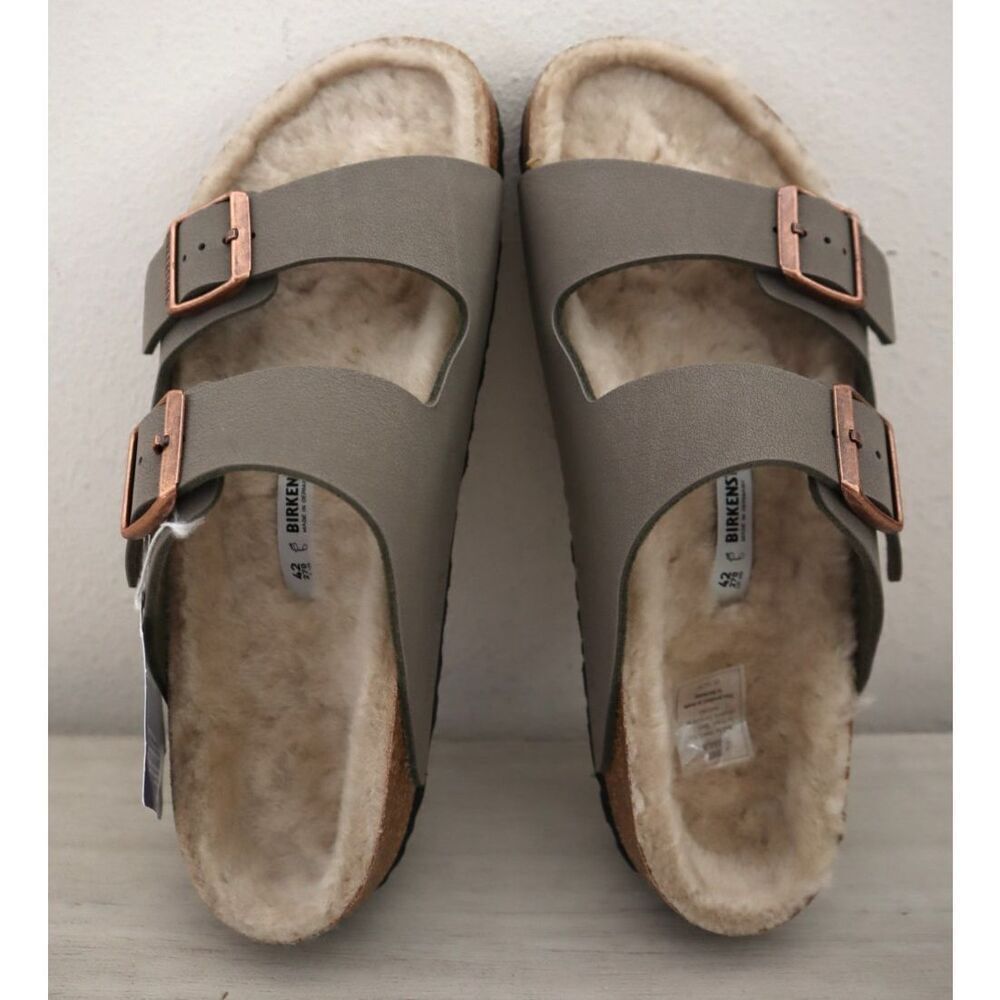 Birkenstock WMN Sz EUR 42 US 11 Green Arizona Shearling-Lined Slide Sandals - Picture 13 of 13